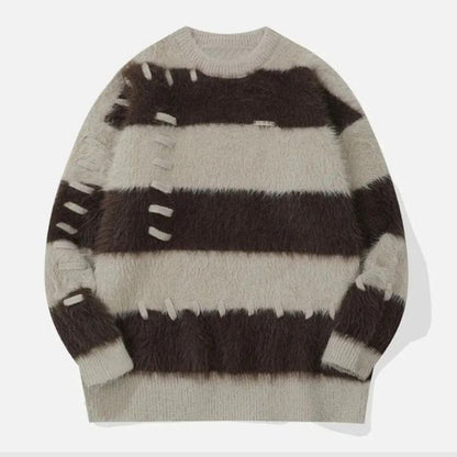 Variant image for Dam Tröja Fluffig Mohair med Ränder Avslappnad Passform-11