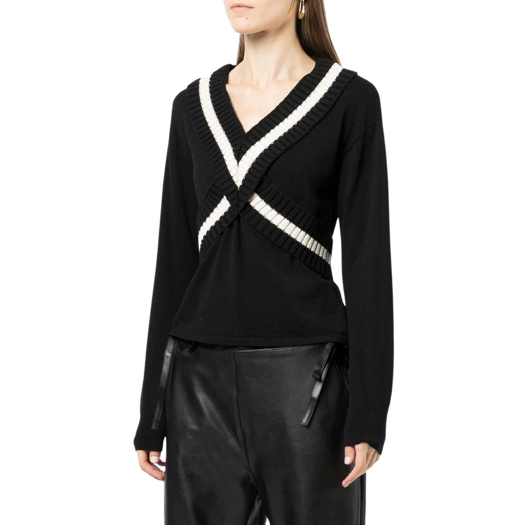 Dam Tröja V-ringad 100% Bomull Trendig Kvalitet-5