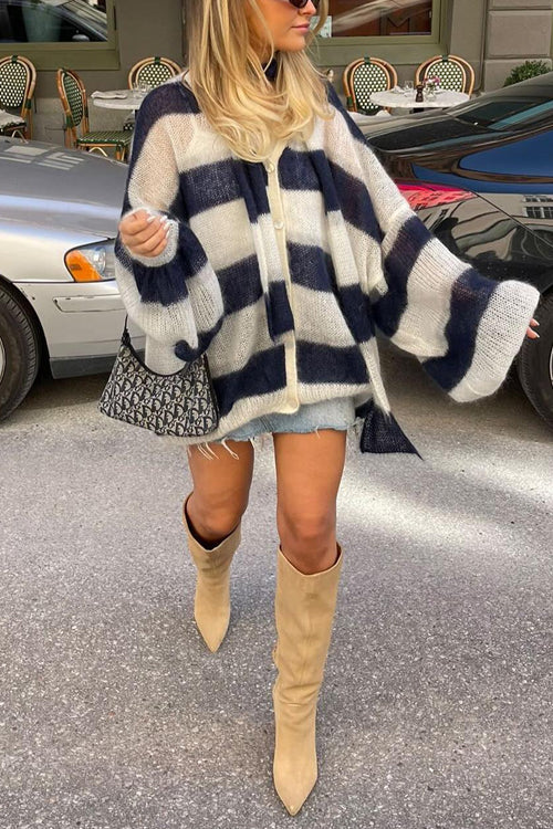 Dam Tröja med Lykta Ärmar Färgblockad Bomull och Polyester-6