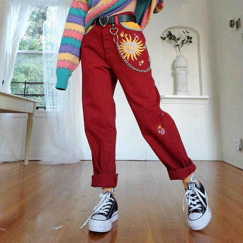 Damer Regular Fit Jeans Vintage Street Fashion Bomull Polyester 6