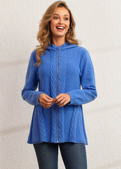 Dam Cardigan med Huva och Blixtlås i Mjuk Material-5