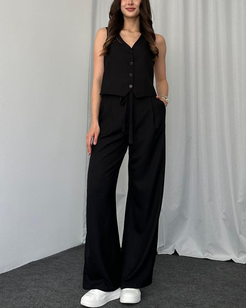 Variant image for Dam Tvådelad Ensemble Avslappnad Väst och Byxor Högkvalitativ Andningsbar Väv-7