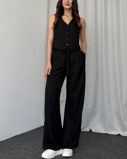 Variant image for Dam Tvådelad Ensemble Avslappnad Väst och Byxor Högkvalitativ Andningsbar Väv-7