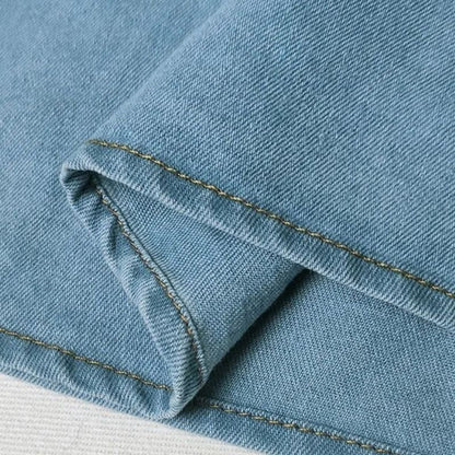 Dam Jeansblus Puffärmar Denim Midjeanpassad 6