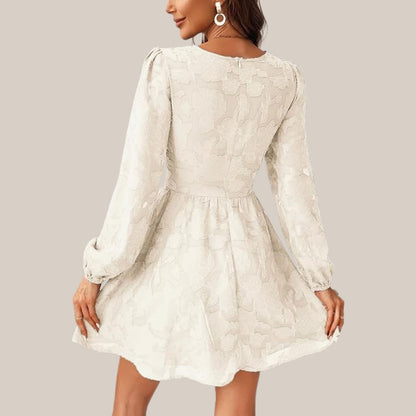 Kvinnors Långärmad Klänning Djup V-hals Blommönster Högkvalitativt Tyg-4