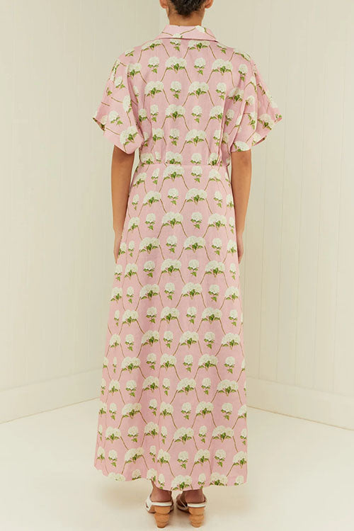 Maxiklänning Dam Blommig V-ringning Kortärmad Sommar Bomull Polyester-4