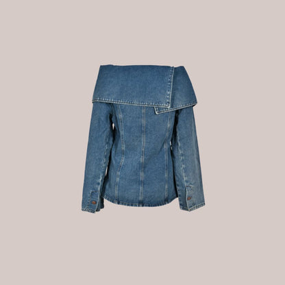 Damjacka Denim Klassisk Bomull Trendig Jacka för Dam-5