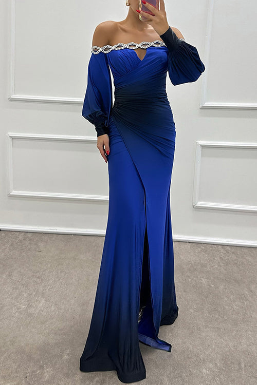 Variant image for Maxiklänning Dam Off-Shoulder Rynkad Midja Tie Dye Bomull Polyester-13