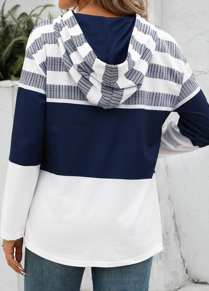 Lång Hoodie Dam med Randig Design, Justerbar Sladdstam, Mjuk och Andningsbar Tyg, Perfekt för Avslappnade Dagar 3