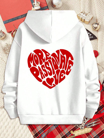 Mäns Hoodie Casual Polyester med Hjärtmönster-3