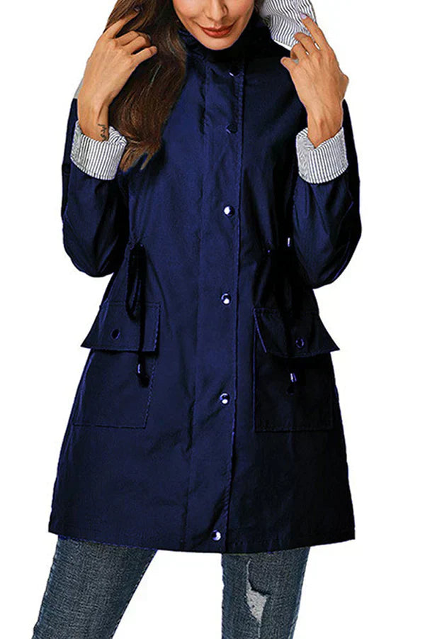 Dam Vinterjacka Lång Polyester Modern Design med Fickor 9