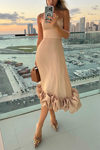 Variant image for Kvinna Midi Klänning Spaghetti Band Bomull Polyester-1