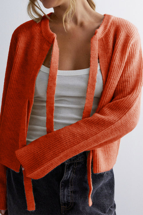 Variant image for Stickad Dam Tröja Rund Halsringning med Slinge Detalj i Ribbstickning-16