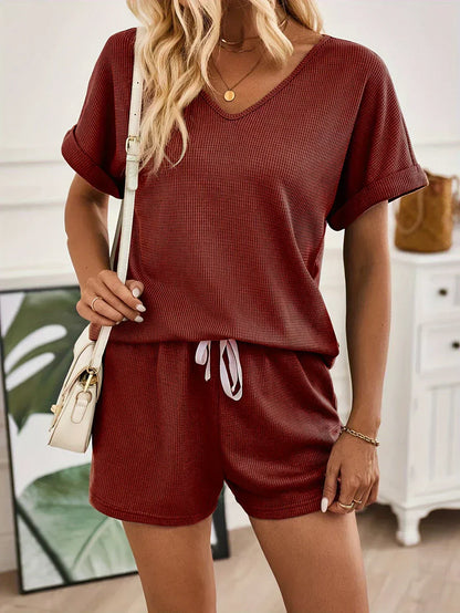 Variant image for Kvinnors Lounge Set V-Hals Lätt Material Justerbar Snörning-11