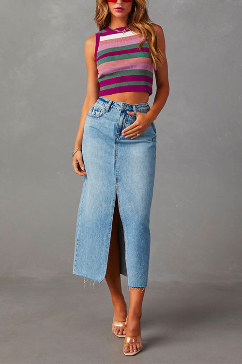 Variant image for Dam Midi Kjol Hög Midja Denim-1