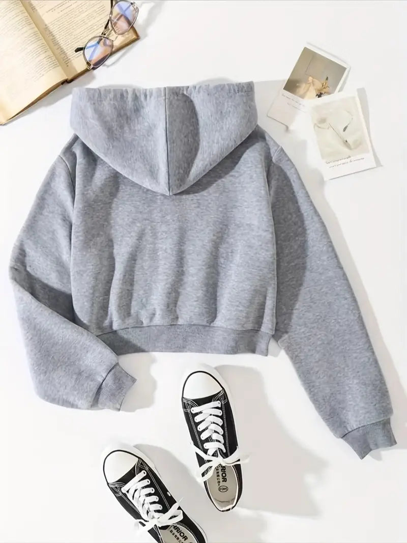 Dam Crop Hoodie Trendig Mjuk Material-2