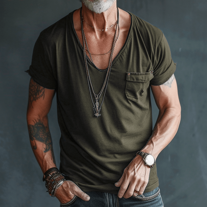 Variant image for Herr T-shirt Cargo Design Andningsbart Material Avslappnad Passform-25