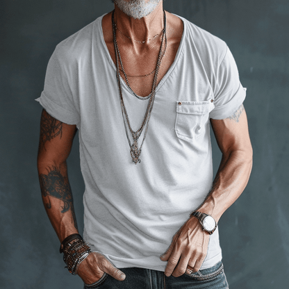 Herr T-shirt Cargo Design Andningsbart Material Avslappnad Passform 6