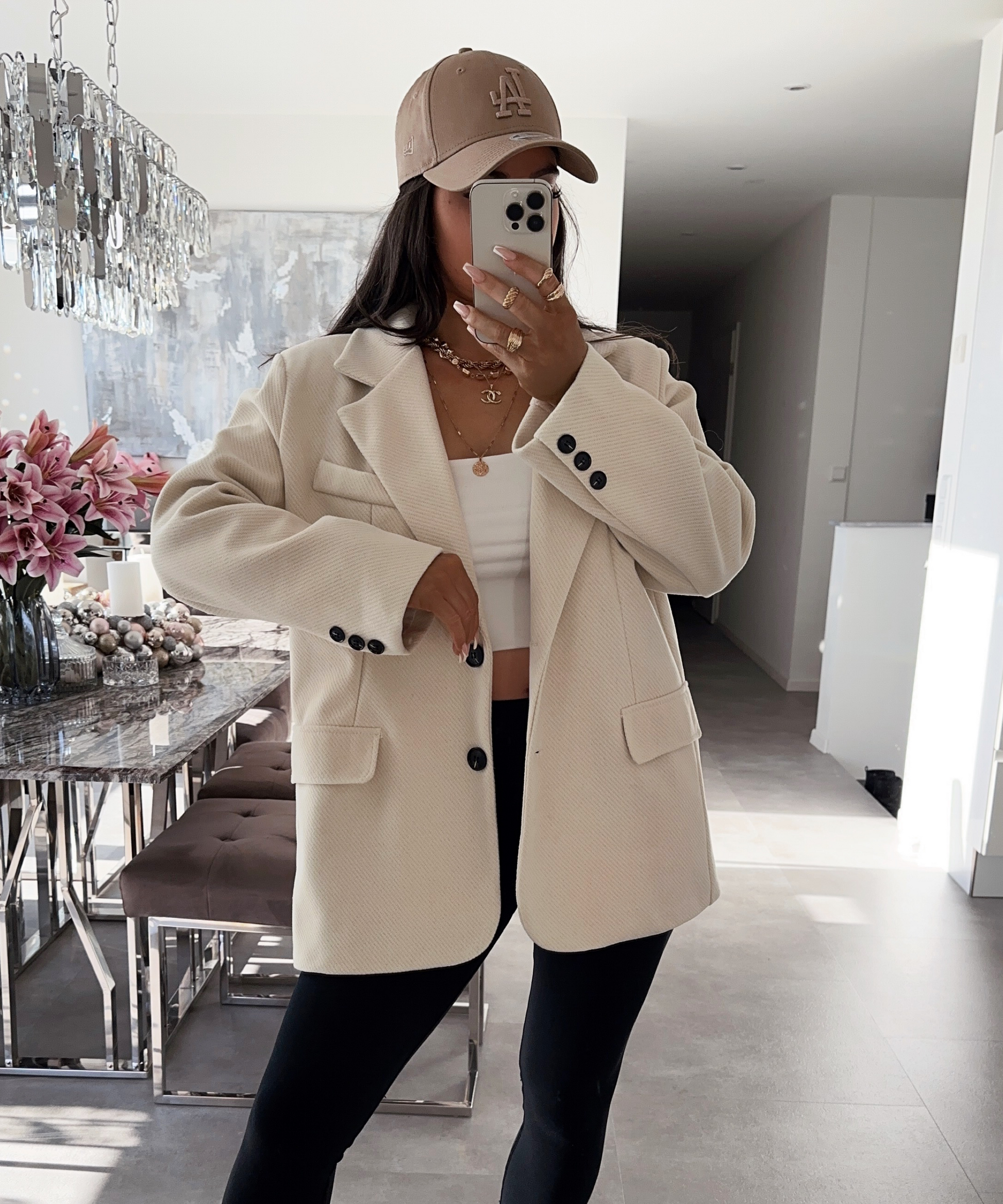 Kvinnors Longline Blazer Avslappnad Polyesterblandning-1