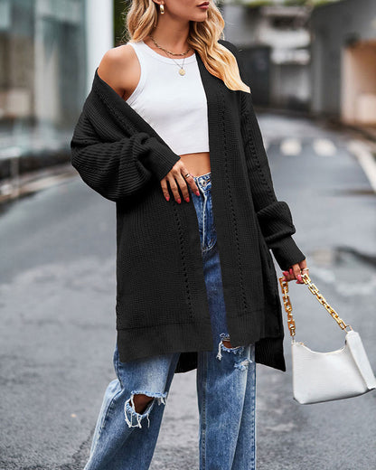 Damens Stickad Jacka Löst Sittande Akryl 9