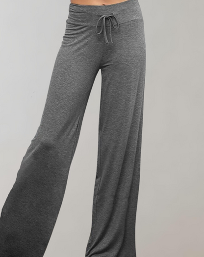 Dam Byxor Med Resår I Midjan Snygga Breda Ben Hög Midja 4