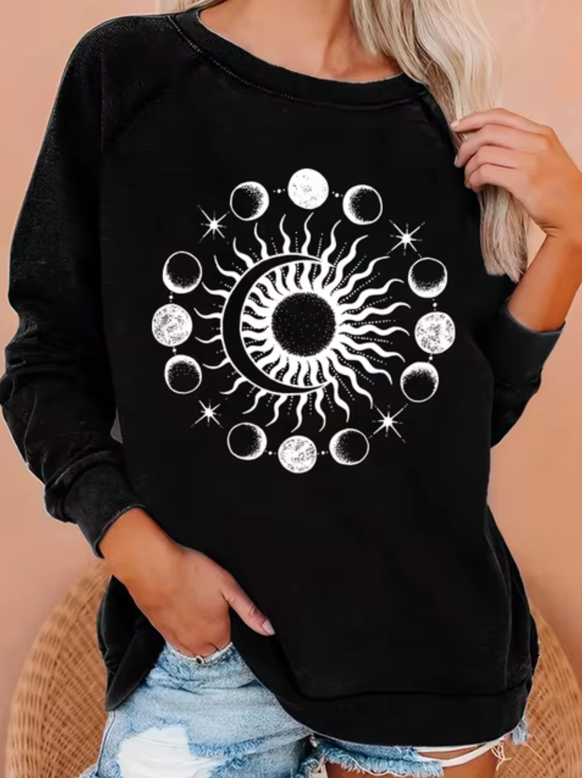 Dam Tröja Avslappnad Design i Högkvalitativt Bomull-4