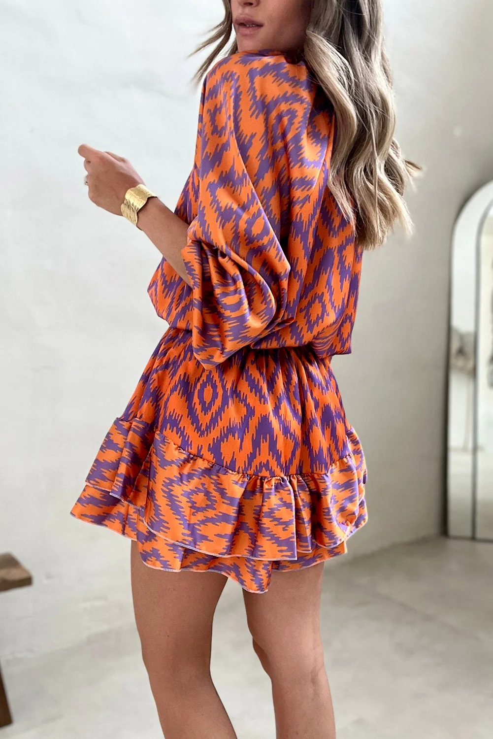 Dam Romper Aztec-mönster Lätt Tyg Bred Ben-4