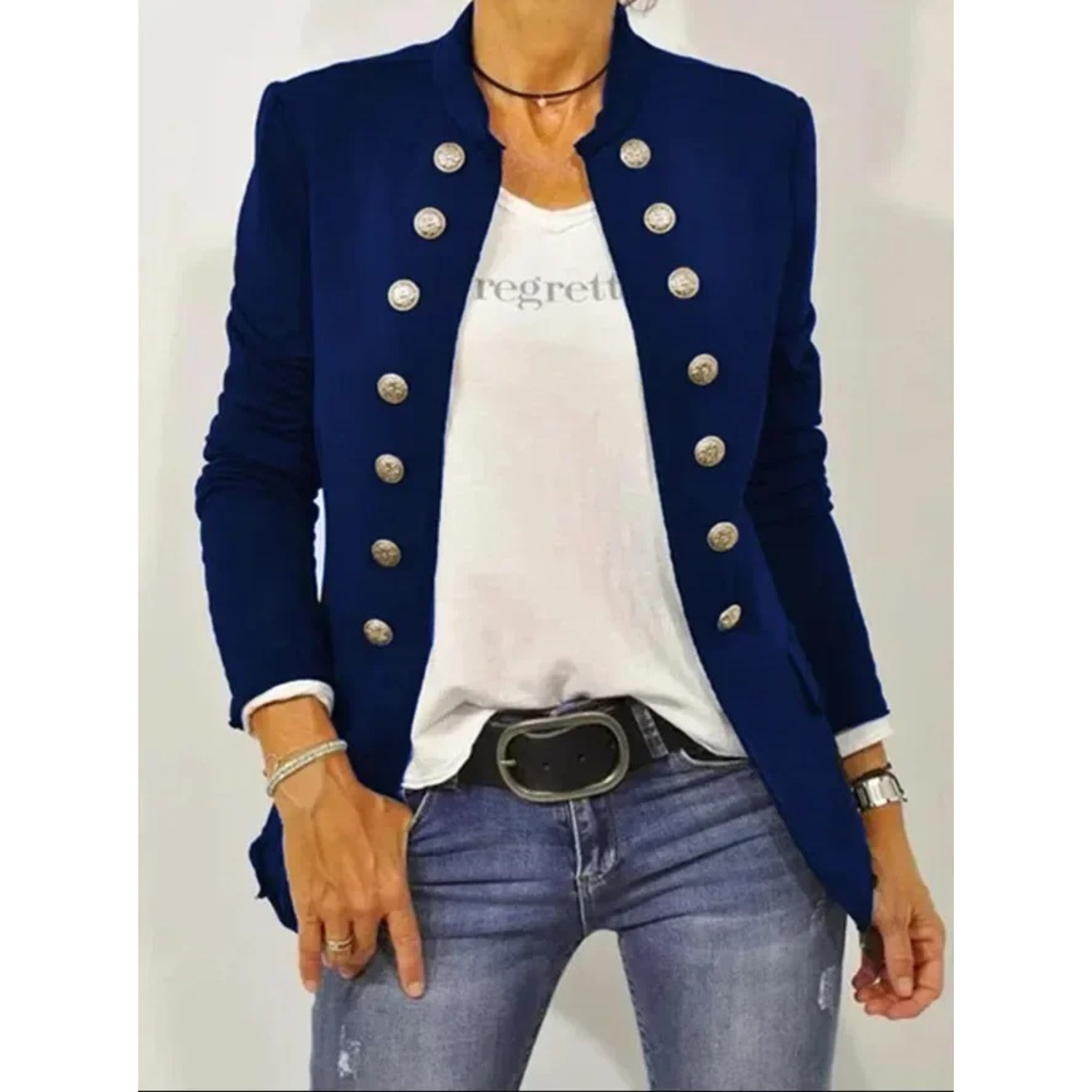 Kvinna Blazer Klassisk Långärmad Högkvalitativt Tyg-2