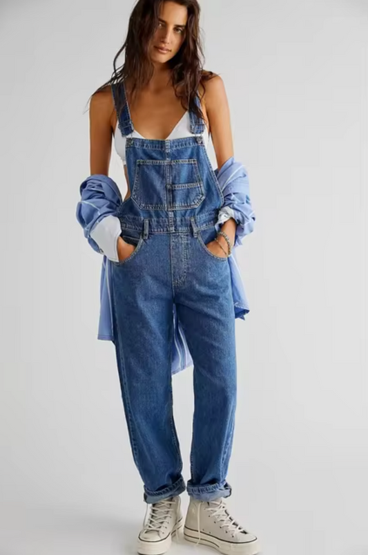Kvinnors Dungarees Justerbara Remmar Avslappnad Denim-1