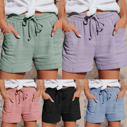 Herr Shorts i Bomull med Elastisk Midja – Lätta och Andningsbara Sommarshorts för Fritid och Sport 3
