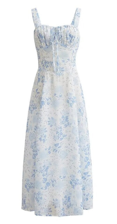 Variant image for Kvinna Midi Klänning Blommönster Fyrkantig Halsringning Polyester Elastan-1
