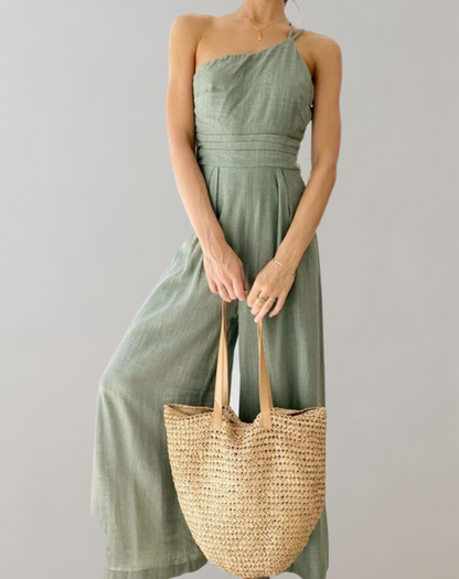 Sommarklänning Dam Axellös Diagonal Design Högkvalitativt Tyg-6