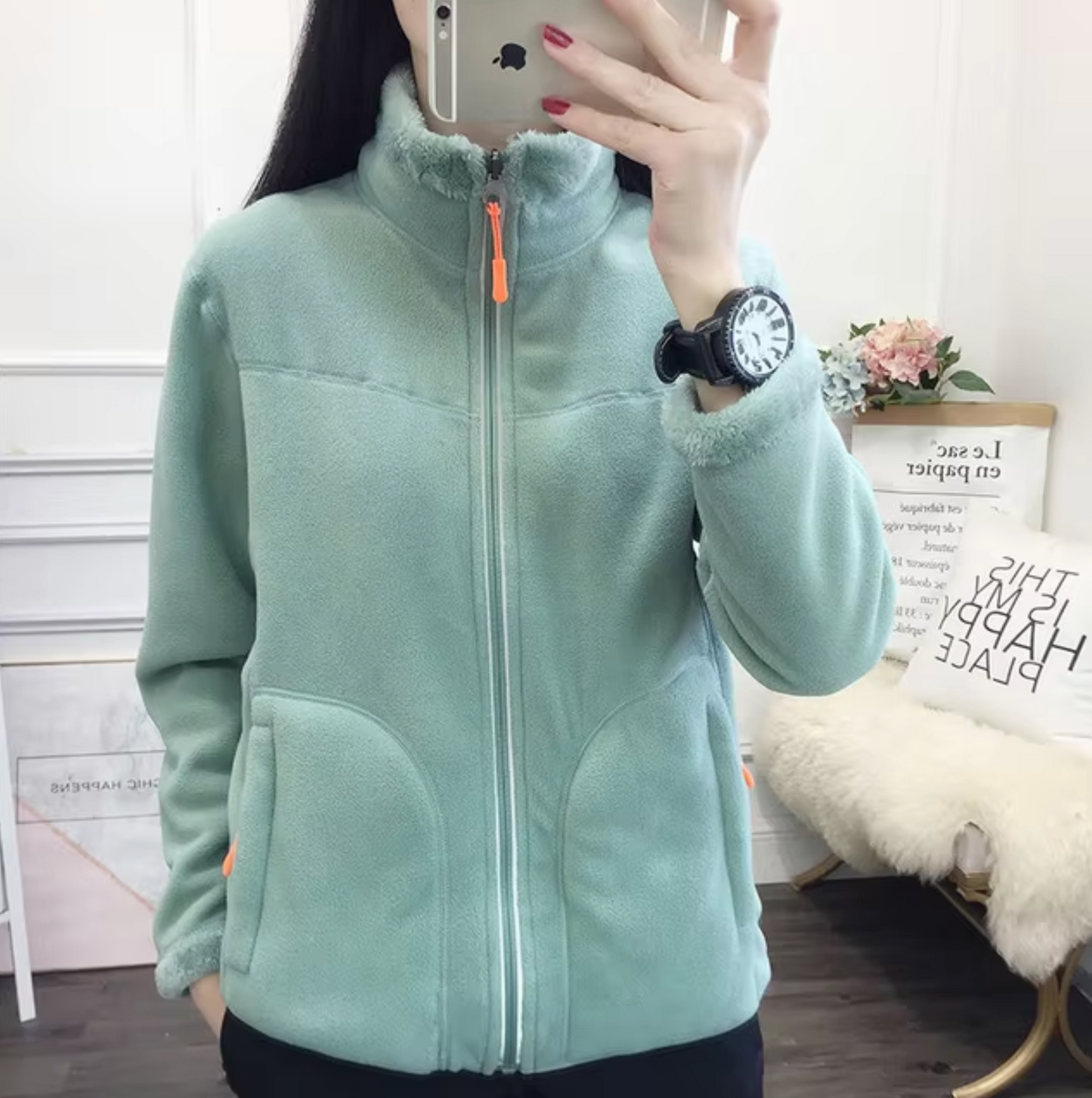 Variant image for Unisex Fleecejacka Dubbelsidig Polarfleece för Utomhusaktiviteter-29
