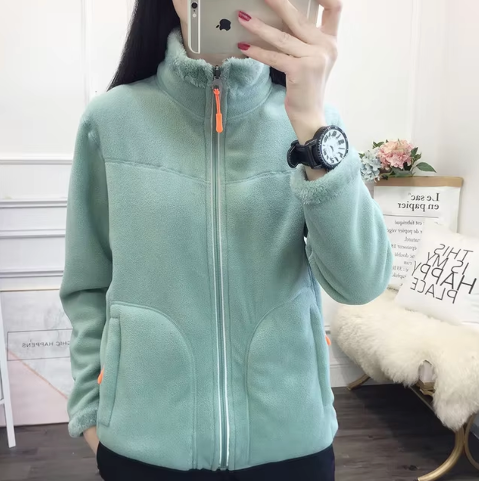 Variant image for Unisex Fleecejacka Dubbelsidig Polarfleece för Utomhusaktiviteter-29