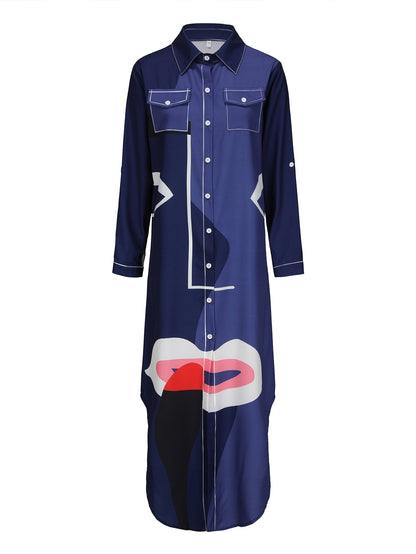 Dam Skjorta Långärmad Mönstrad Polyester-3