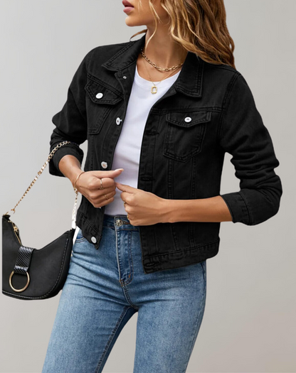 Variant image for Damjacka Långärmad Denim Klassisk Stil Smal Fit Högkvalitativ Denim-13