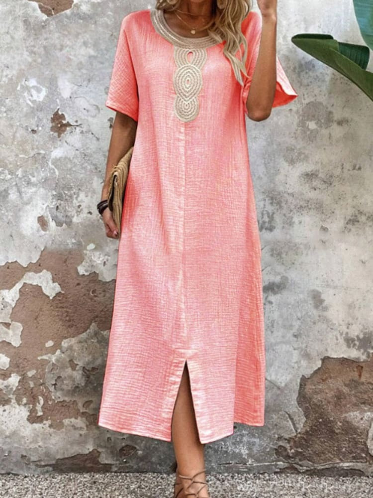 Kvinnors Klänning V-ringning Ärmlös Bomull 12