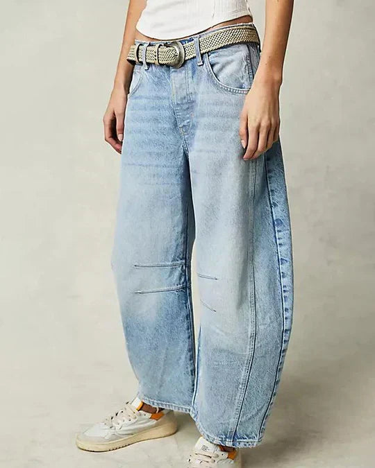 Kvinnors Jeans Medelhögt Förbund Bekväm Bomull 2