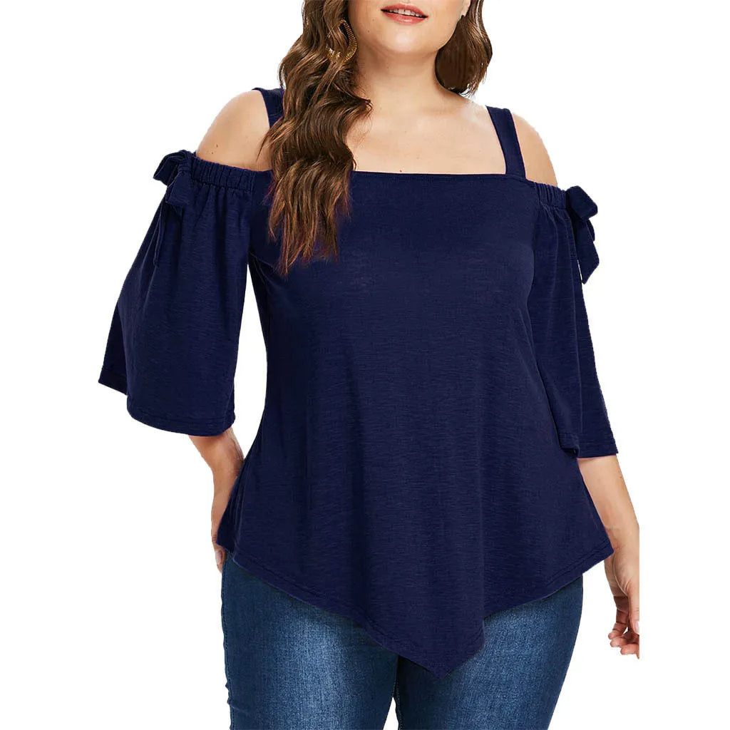 Plus Size Klänning Trendig Bomull Bekväm-2