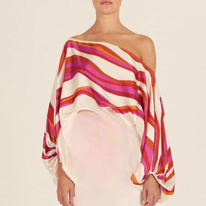 Tvådelad Off-Shoulder Uppsättning för Kvinnor med Breda Benbyxor – Elegant Polyester Ensemble i Stl S-XL 8
