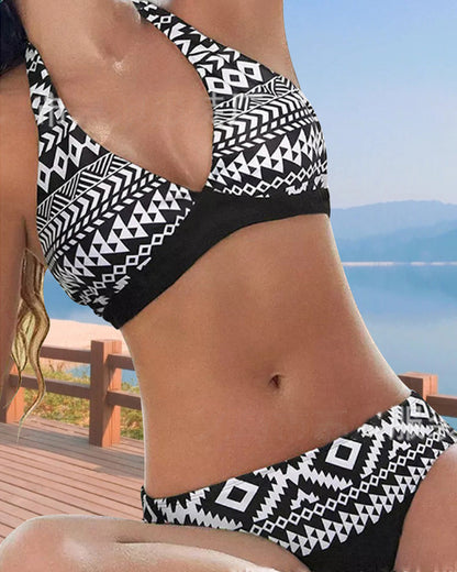 Dam Bikini Blommigt Geometriskt Mönster Elasthan Regular Fit-4