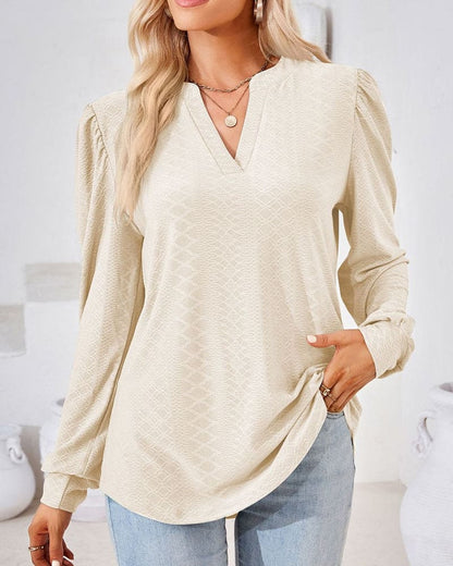 Variant image for Dam Jacquard Topp V-ringning Hållbar Tyg-11