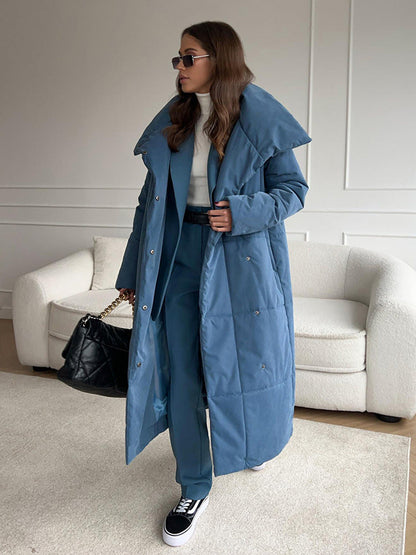 Kvinnors Lång Kappa Lätt Bomull för Vinter-2