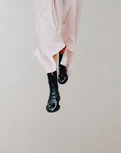 Herrskor Platta Snörskor Spetsig Tå Läder-3