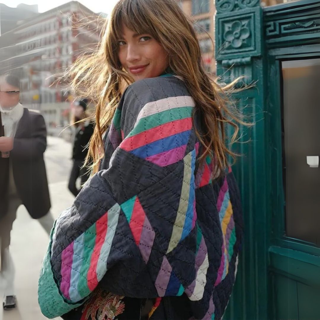 Damjacka Quiltad Retro med Öppen Design och Överdimensionerad Passform-2