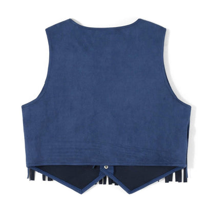 Dam Mockaväst med Fransar och Knappdetaljer Mocka-6