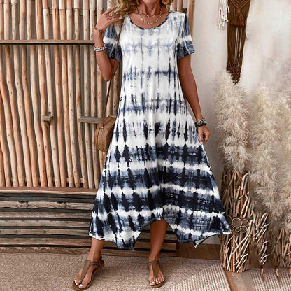 Variant image for Dam Klänning Vintage Cirkulär Halsringning Mönster Högkvalitativt Tyg-1