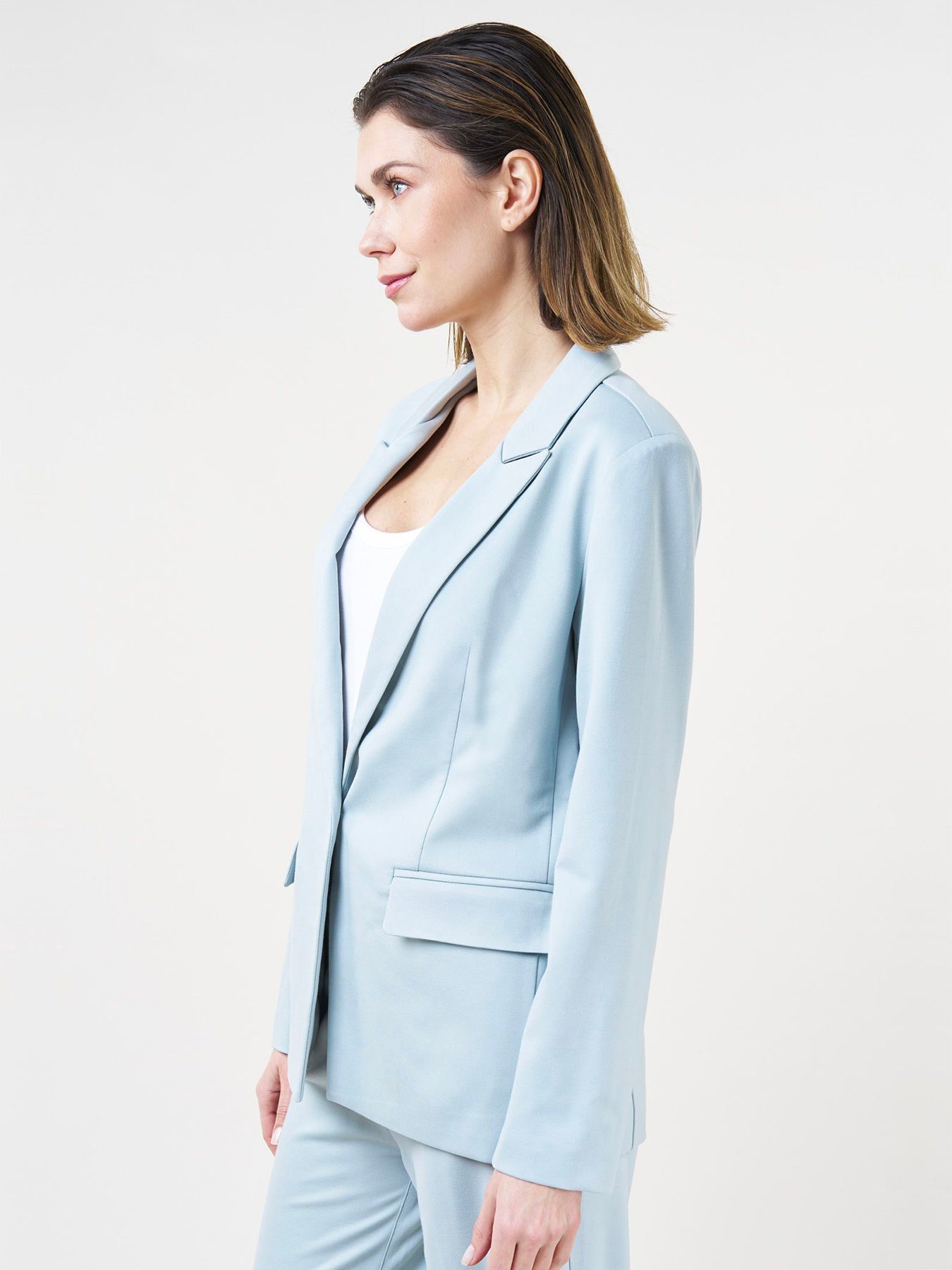 Dam Skjorta Skräddarsydd Denim Med Knapplås och Vändkrage-3