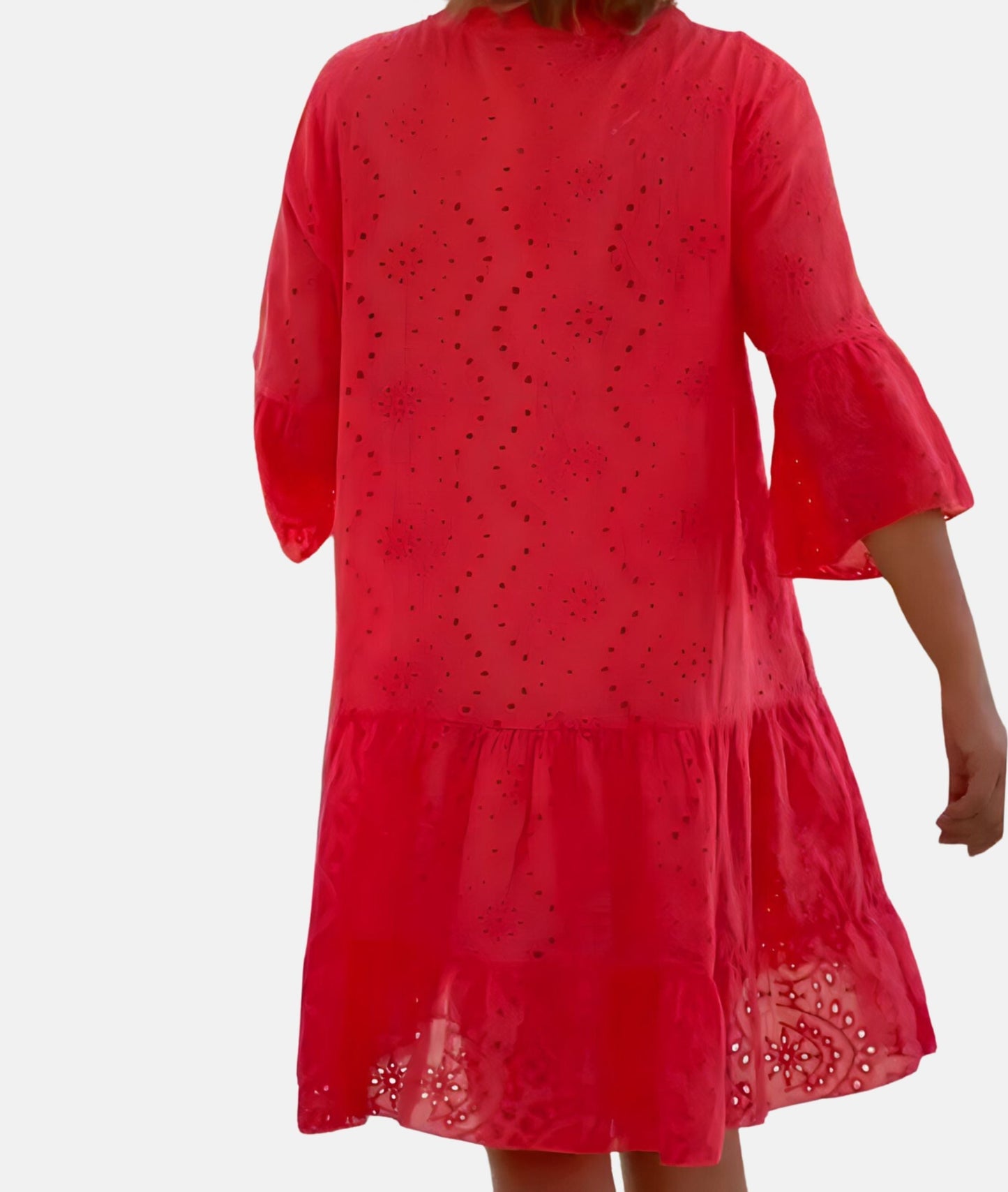 Fina Dam Klänningar Med Ögonbroderi Lätt Polyester-2