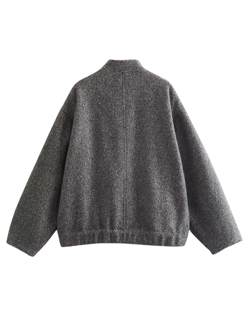 Dam Bomberjacka Överdimensionerad Fleece Modern Stil-2